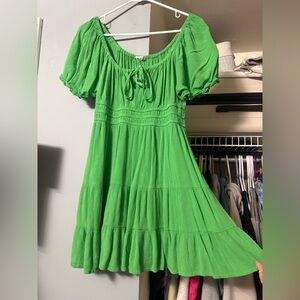 Green Puff Sleeve mini dress